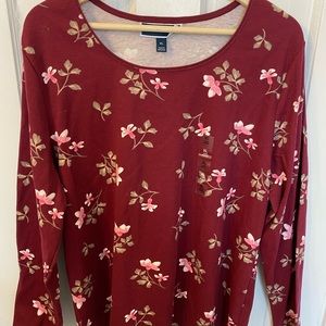 Karen Scott merlot floral top NWT size XL